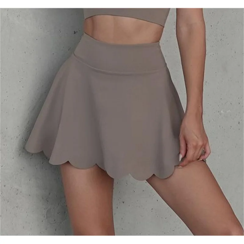 FUBEIKE Golf Wear Women Workout Short Skirt Sporty Woman Gym Tennis Skirts Head Yoga Backless Bra Anti-Exposure Petal Pantskirt