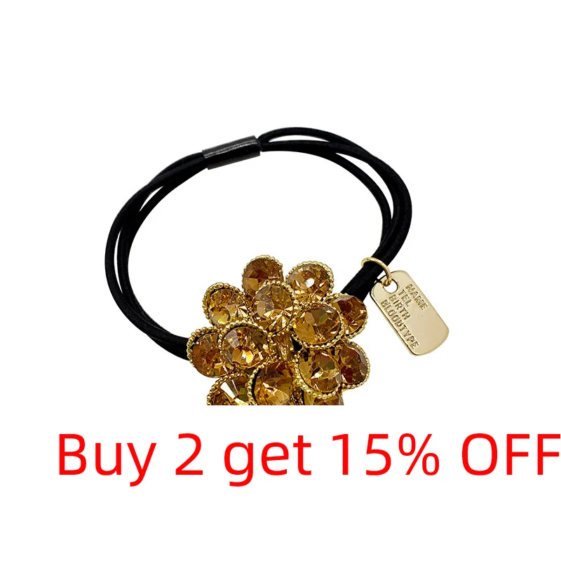 Elegant Hair Rope High Grade CZ Crystal Flower Rubber Bands Korean Trendy Elastic Hair Bands Headwear Accessories Jewelry Gift