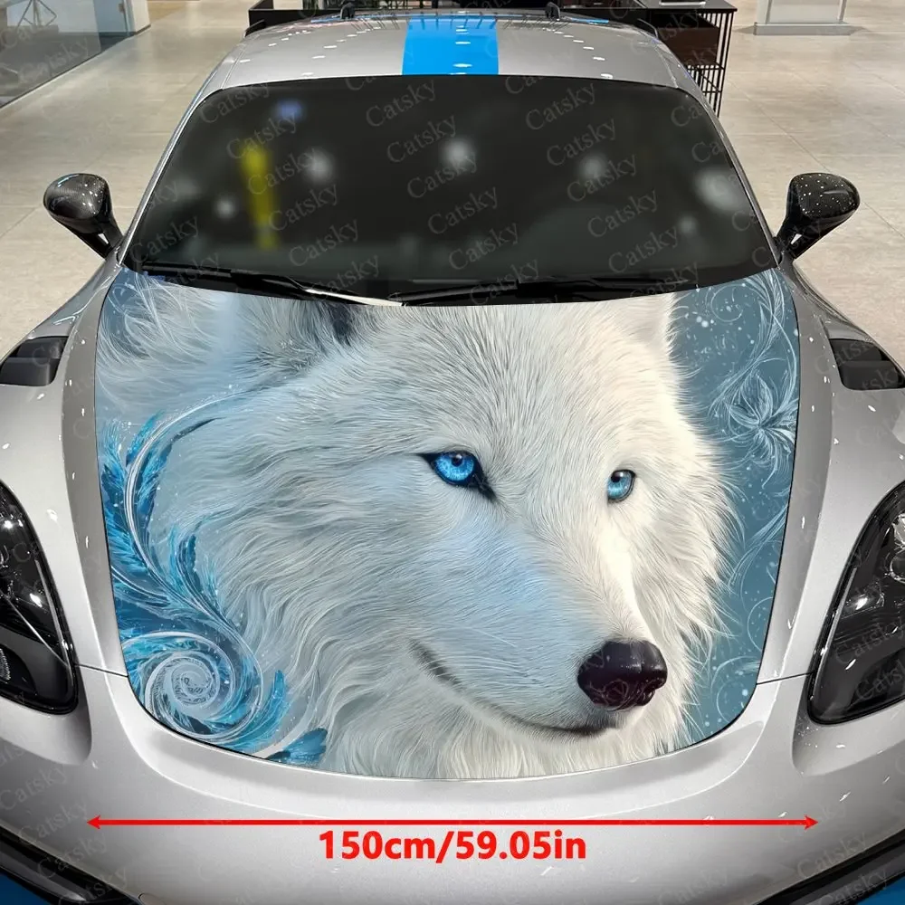 Fantasy White Wolf King For Car Covers Stickers For Decorating Car Covers Vinyl Decals For Cars, SUVs And Trucks.