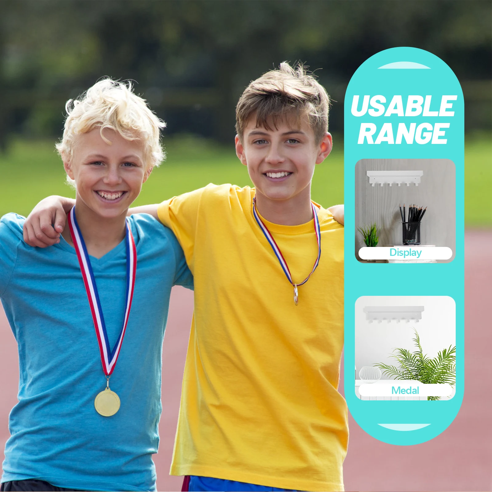 

Wall Mounted Medal Hanger Display with Shelf for Storing Medals Iron Based Medal Holder for Sports Competition Awards Space