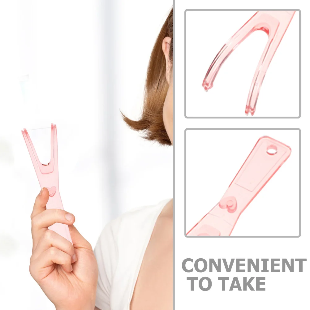 

2pcs Pink Dental Floss Holder Reusable Teeth Cleaning Tool with Comfortable Handle for Oral Care Travel Convenient