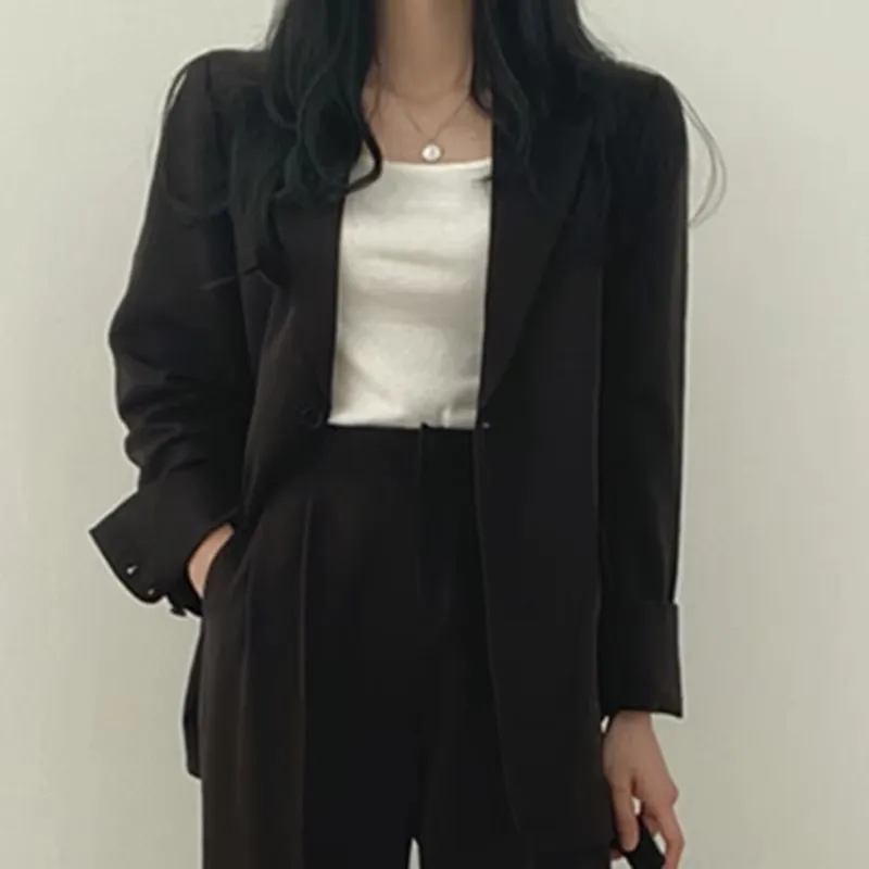 

Ladies Formal Blazer Women Jacket Long Sleeve Single Breasted Loose Female Business Work Wear Coat Spring Women Casual Suit Tops