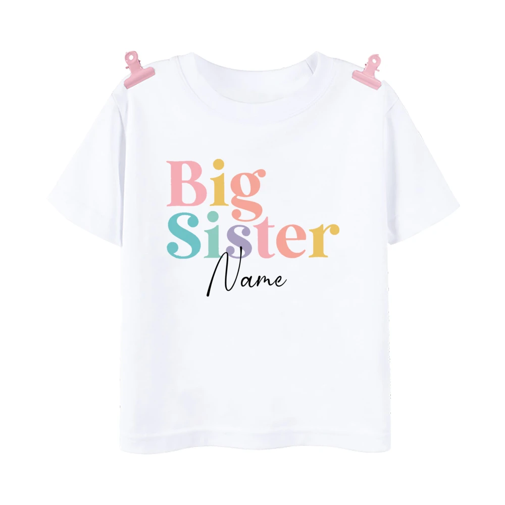 Personalized Big Sister Little Sister Print Family Matching Shirt Custom Name Boys Girls Sibling T-shirt Kids Short Sleeve Tee