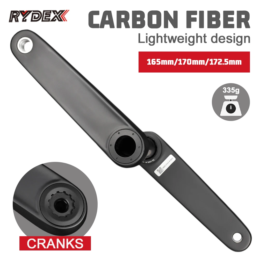 

RYDEX 165 170mm 172.5 Carbon Road Bike Crank 165mm Lightweight Carbon Fiber Crank Arm For Easton Raceface Spider Chainring