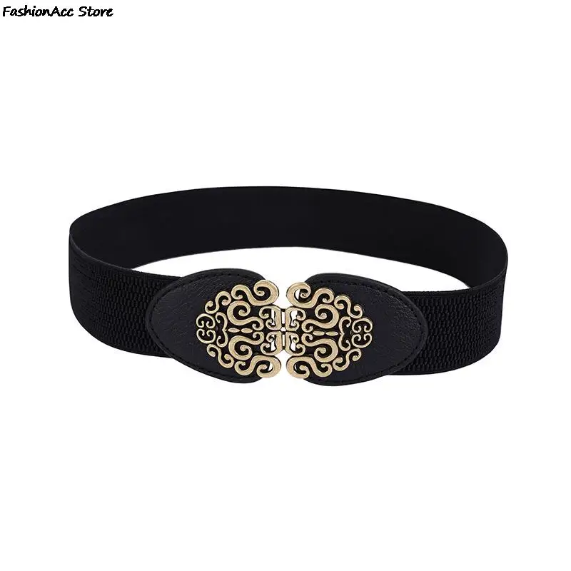 Korean Fashion Ladies Decorated Elastic Wide Belt Buckle Dress Sweater Sweater Waist Belt for Woman