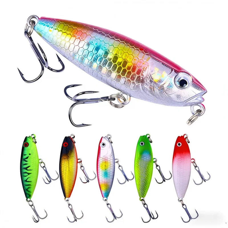 

6cm6.5g8Hook floating pencil lure for surface fishing6PCSLure bait for long-distance casting for fishing snakehead and bass