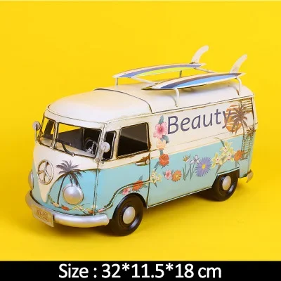 Container Bus Home Decoration Accessories Desktop Display Tissue Box Minimalist Ornament Metal Car Figurinnes Artware