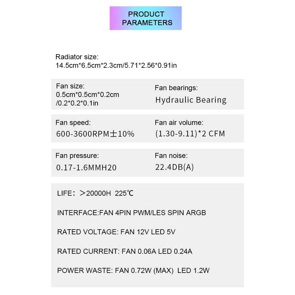 RAM Memory Cooler 4Pin PWM/5V 3Pin ARGB 600 -3600RPM RAM Radiator Heatsink with Dual 5020  Cooling Fans for DDR4 DDR5 Cooling