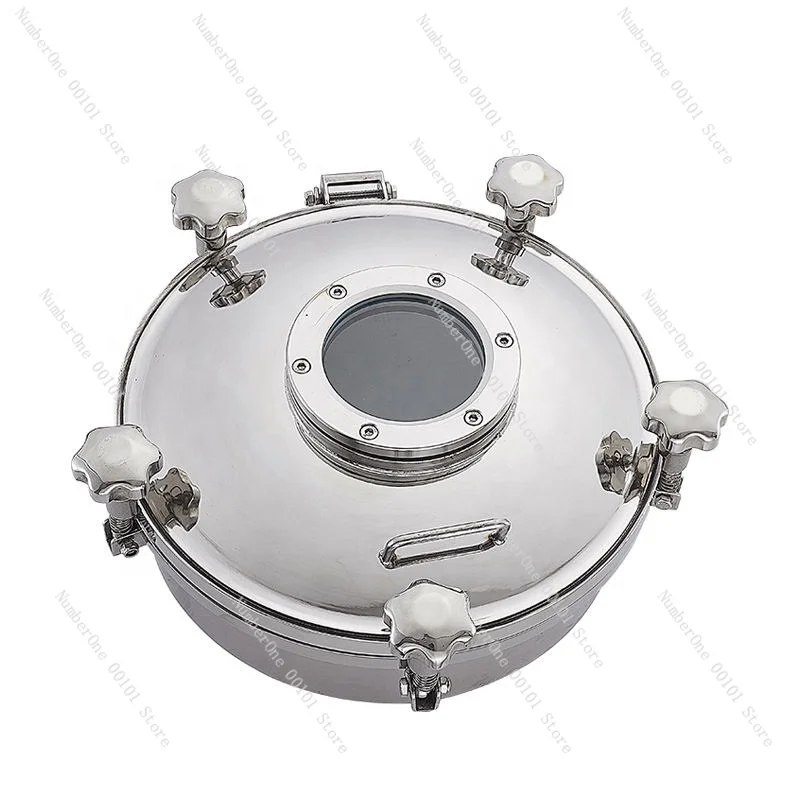 Stainless Steel Round Pressure Manhole Cover with Sanitary Sight Glass, Clamp Type for Tank Vessel & Brewery Equipment