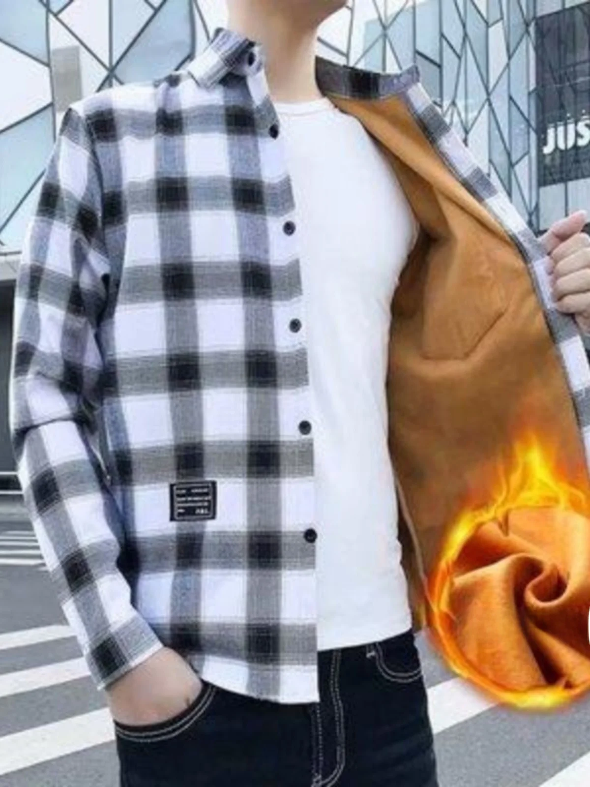 

Мужская зимняя теплая верхняя одежда в клетку, удлиненная, на меховой подкладке, приталенная, утепленная, модная, универсальная, базовая, повседневная...