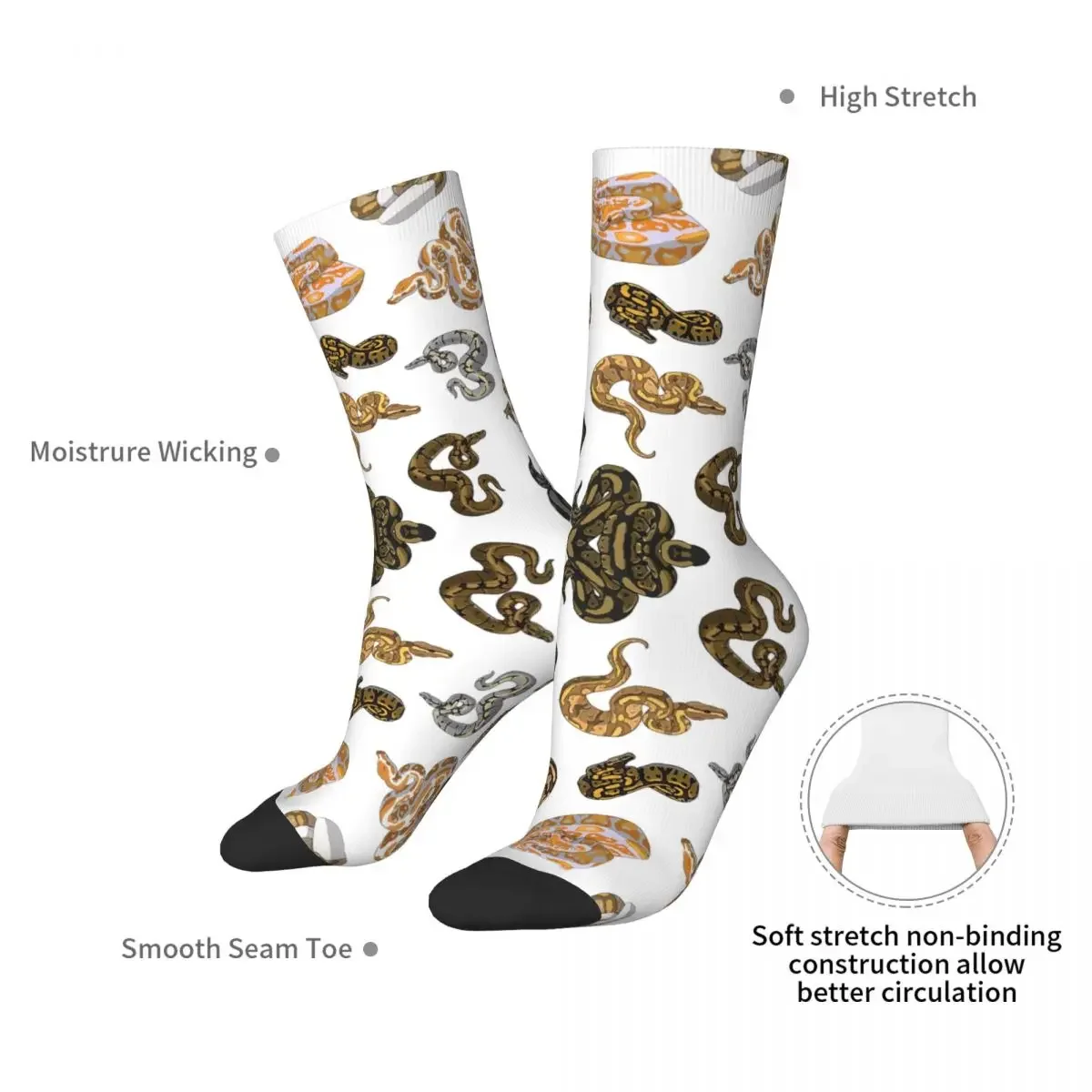 Ball Python Morph Snake Pattern Socks Harajuku High Quality Stockings All Season Long Socks Accessories for Unisex Gifts