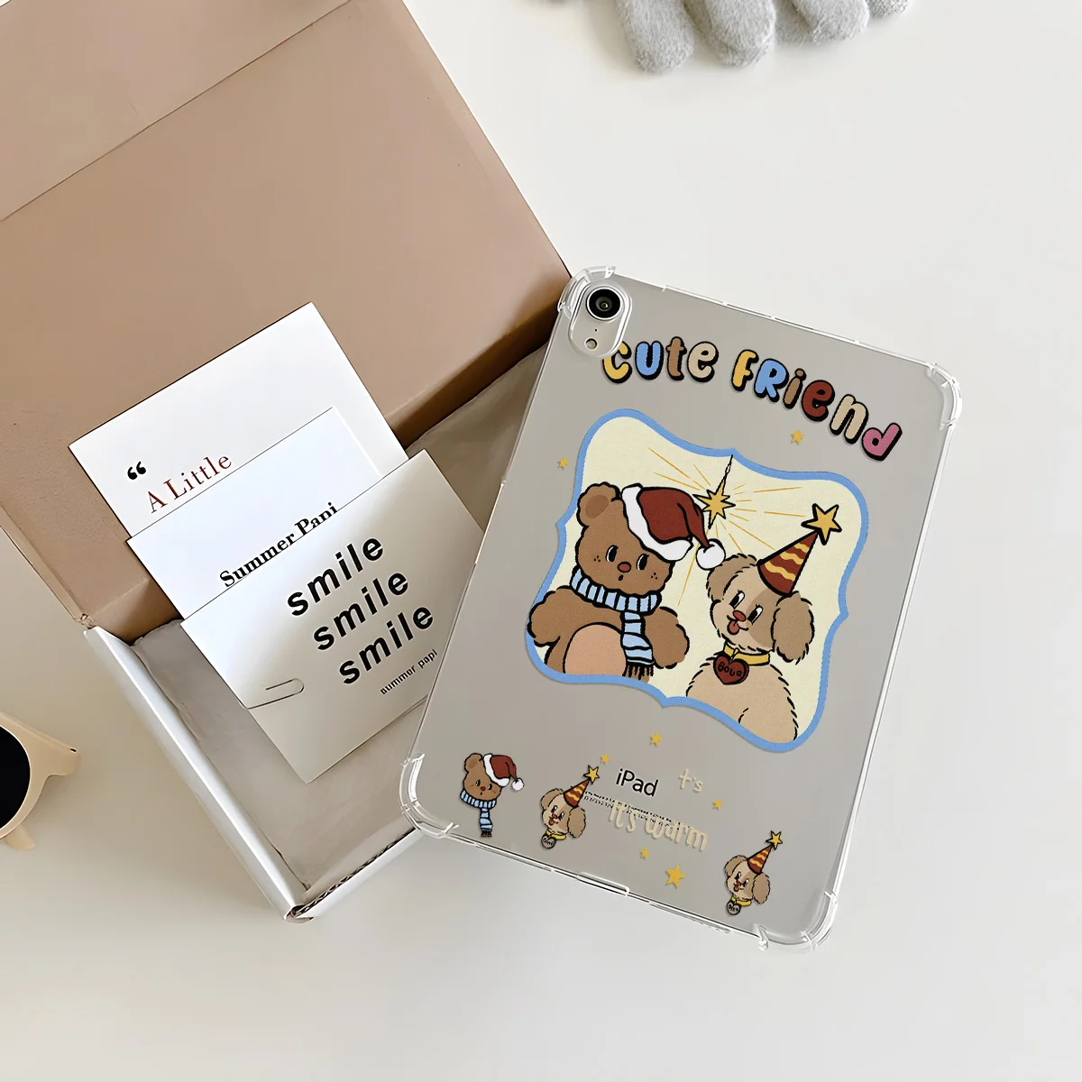 Cute Teddy Bear Case for iPad Pro 11 (2024/2022/2021) Air 6 5 4 3 10th 10.9