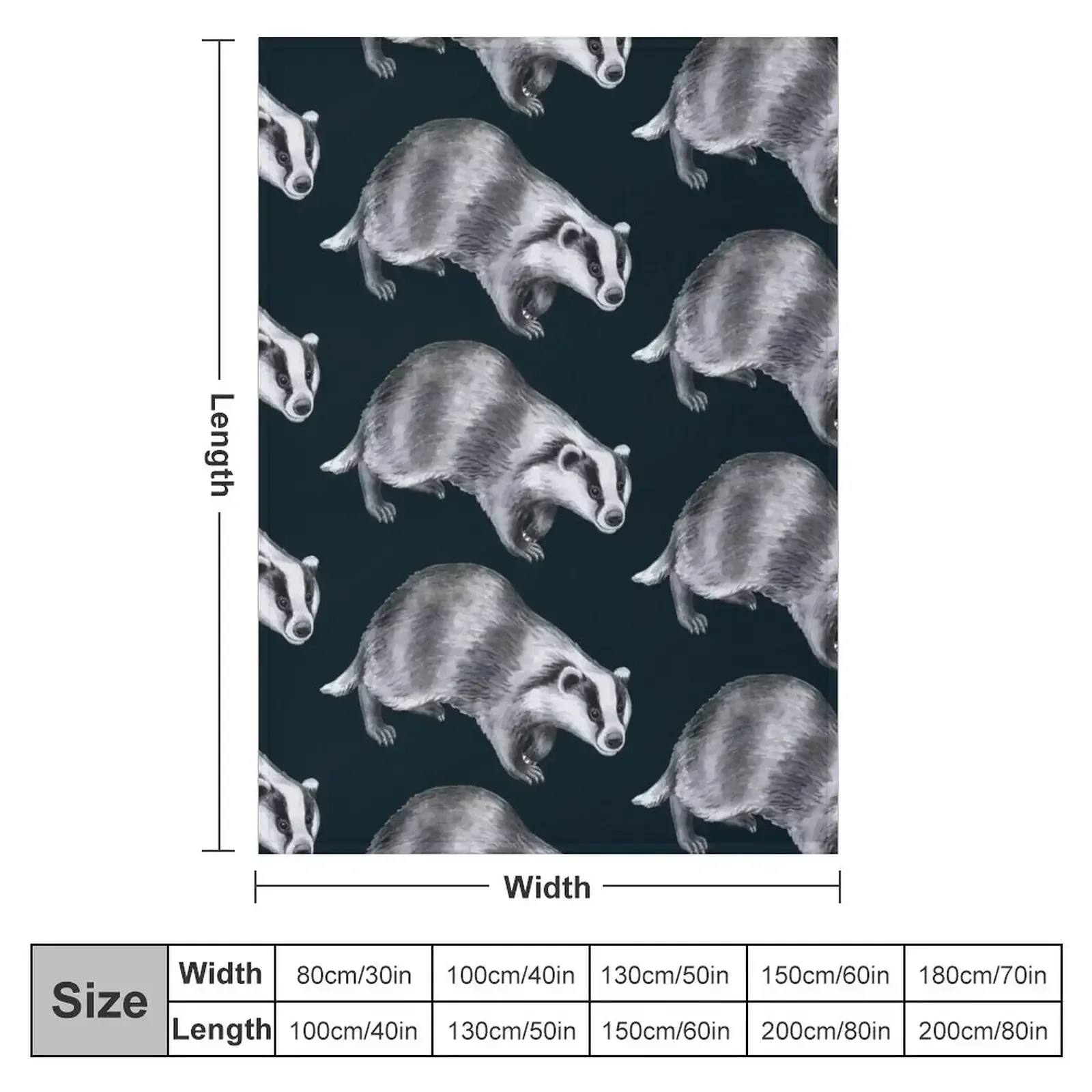 Badger animal watercolor hand drawn Throw Blanket for sofa Bed linens Sleeping Bag Picnic Blankets