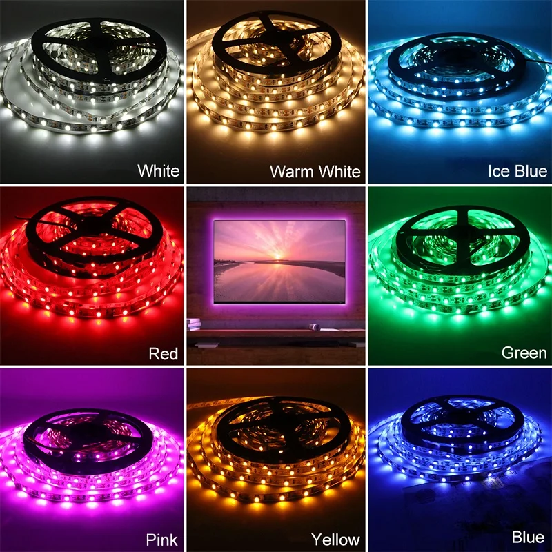 DC 5V USB LED Strips 2835 5050 Biały Ciepły Biały RGB Tira LED Strip Light TV Background Lighting Tape Home Decor Lamp 1-15m