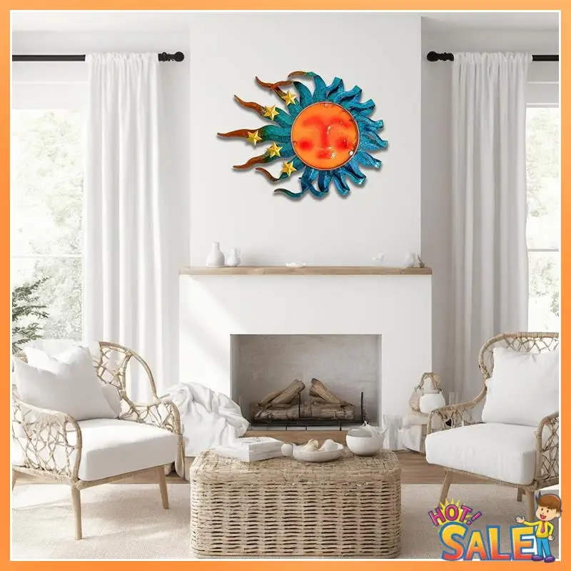 

AB68 Металлический солнечный настенный декор - Наружное металлическое настенное искусство Патио Солнце Настенное художественное подвесное украшение Внутреннее и наружное прочное