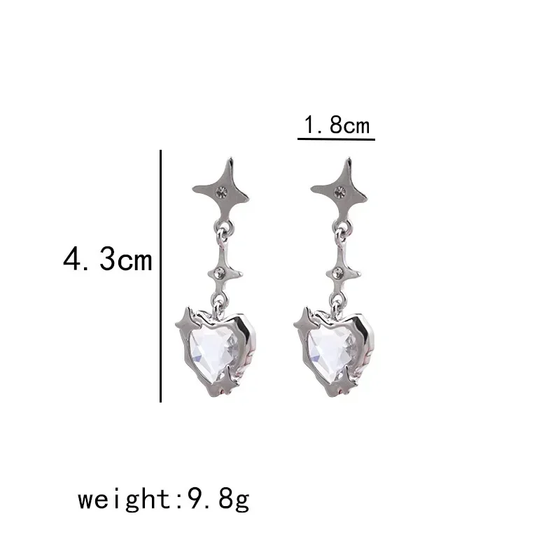 Y2K Goth Heart Cross Star Pendant Earrings Women Red Zircon Love Dangle Earring Gothic Irregular Tassel Earrings Fashion Jewelry