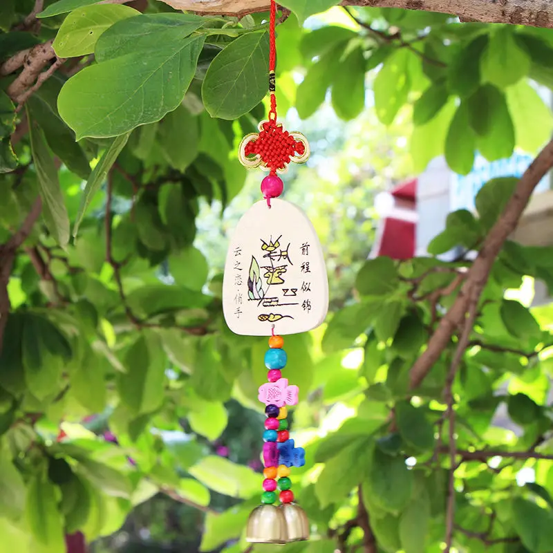 

Car Hanging Hot Gift Boho Room Decoration Bedroom Wind Chimes Outdoor Wishing Card Praying Wooden Card Wind Chimes Bar Ornaments
