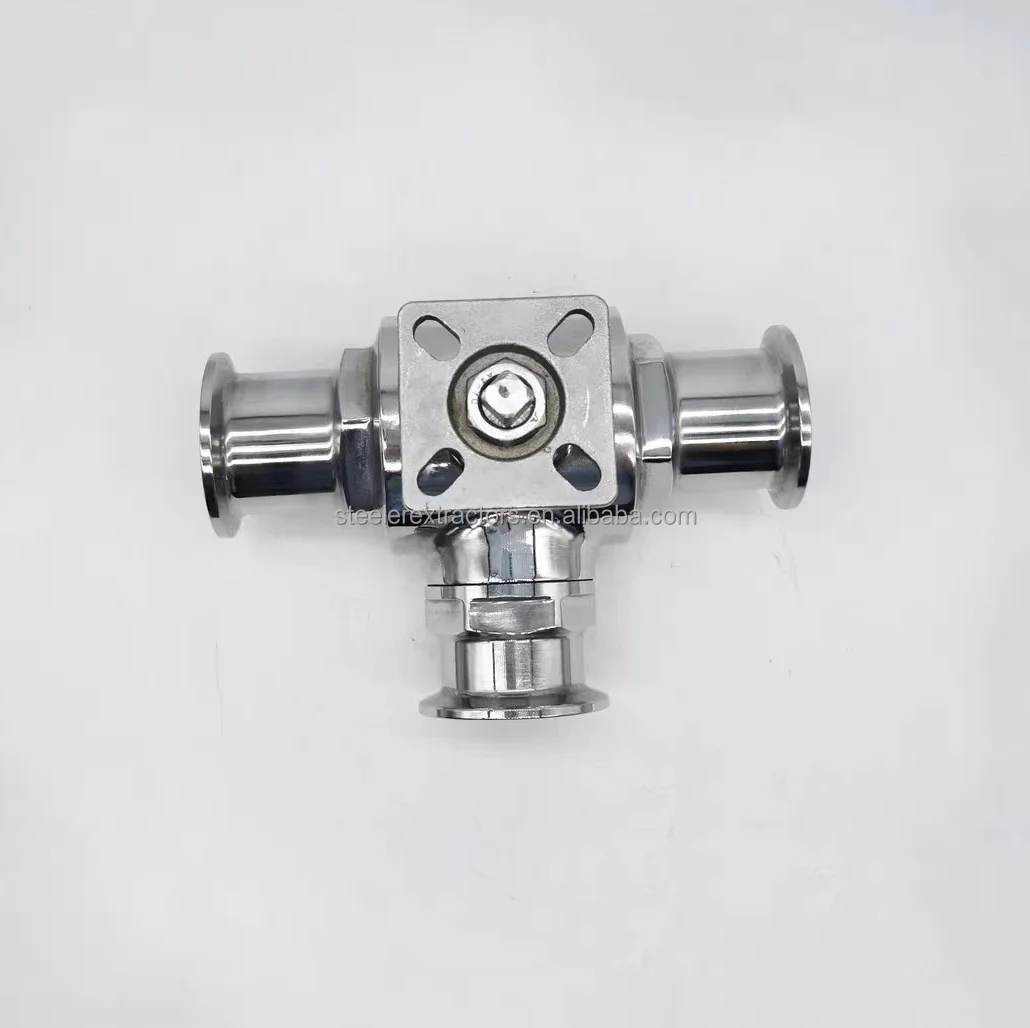 Food Grade Stainless Steel 304 316L Manual Tri Clamp 3 Way T Type Ball Valve