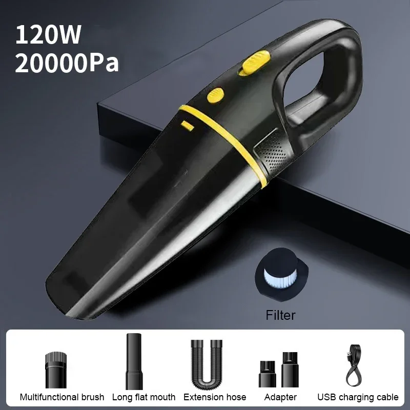 120W Car Vacuum Cleaner Portable Wireless Vacuum Clean Tool Powerful Suction Handheld Fast Charging for Auto Home Cleaning