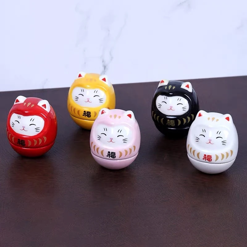 New Ceramic Daruma Statue Daruma Tumbler Crafts Japanese Style Lucky Cat Fortune Ornament Landscape Home Decor Accessories Gifts