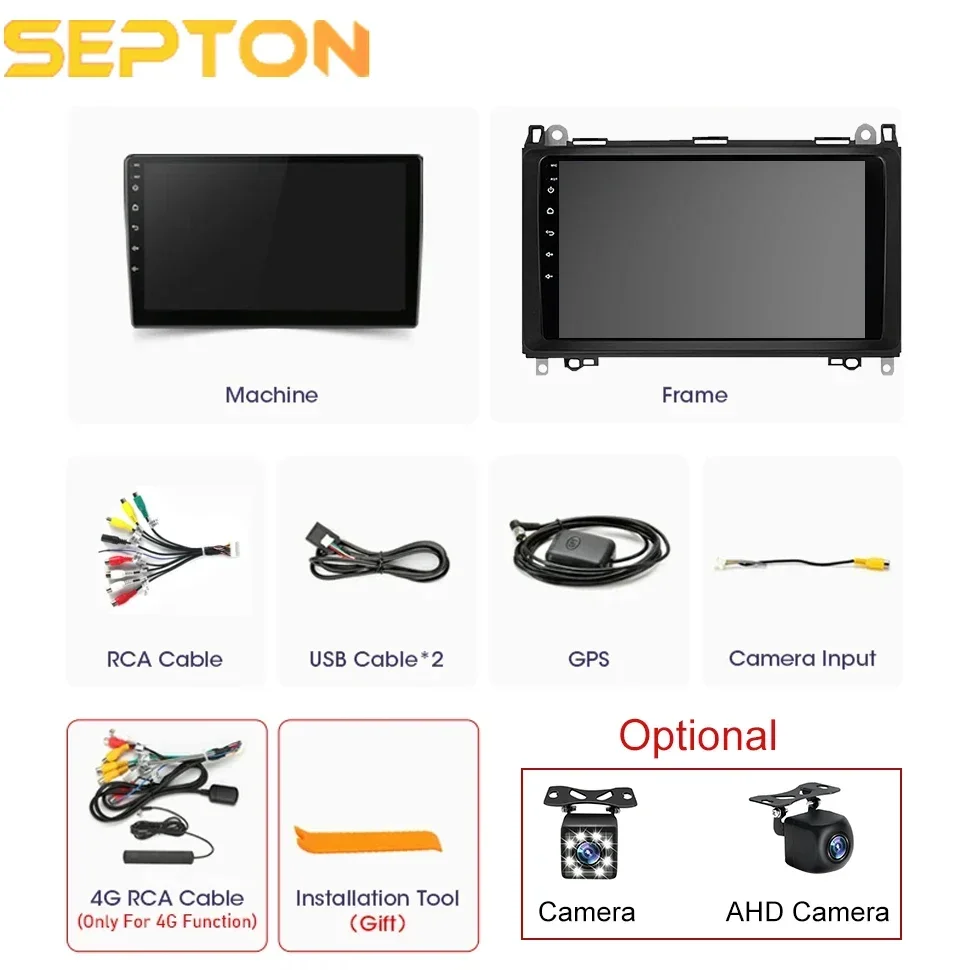 SEPTON Android 12 Autoradio GPS CarPlay per Mercedes Benz W169 W245 W639 W906 Sprinter B160 B170 B200 Vito Viano Wifi 8 + 128G