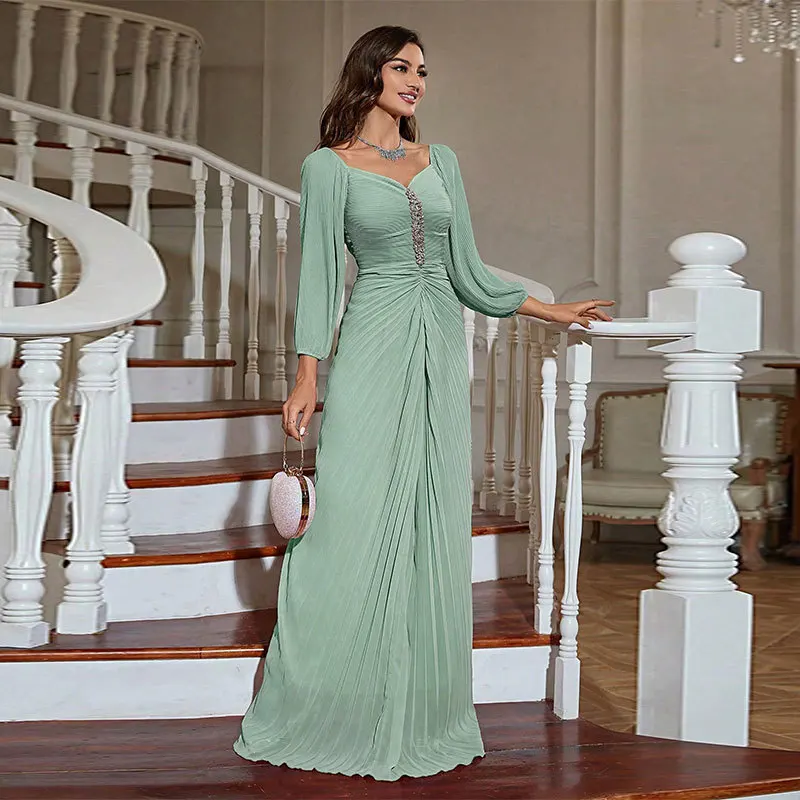 Ele الشيفون مساء Dr KY260 عالية الخصر فانوس Sve تنورة طويلة الكلاسيكية Sle المرأة Faion الخريف وصول جديد #2