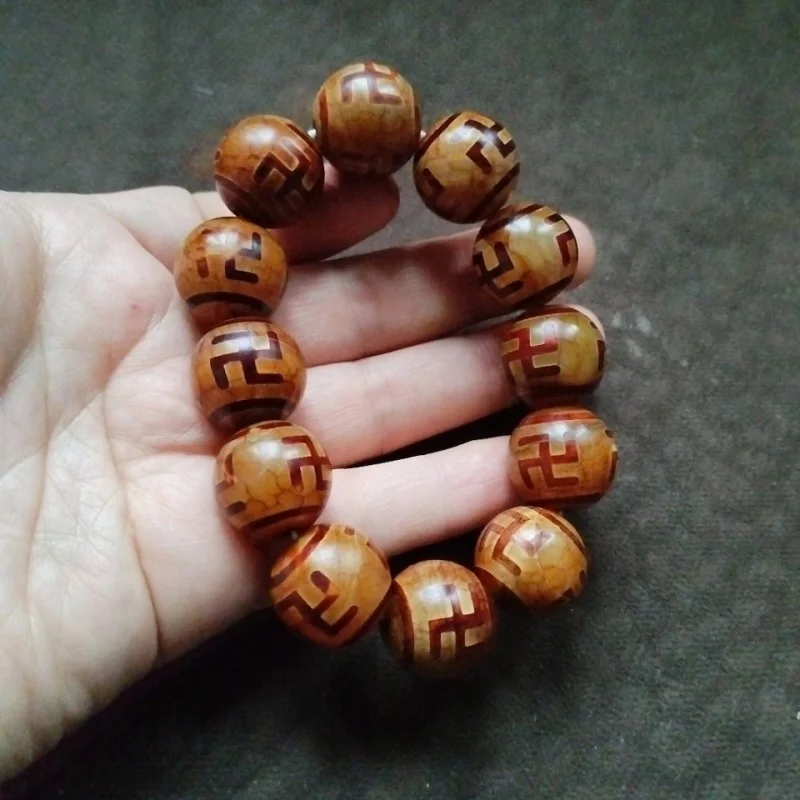 Tibetan Area Backflow Old Pulp Ten Thousand Words Buddha Beads Agate Bracelet Bracele