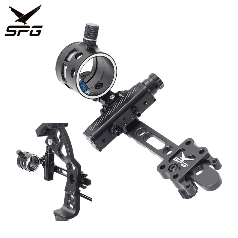 Compound Bow Sight 1 Pin  Arrow Target Hunting Long Rod Fine Adjustment Aiming Archery Sight Multi View Equipment