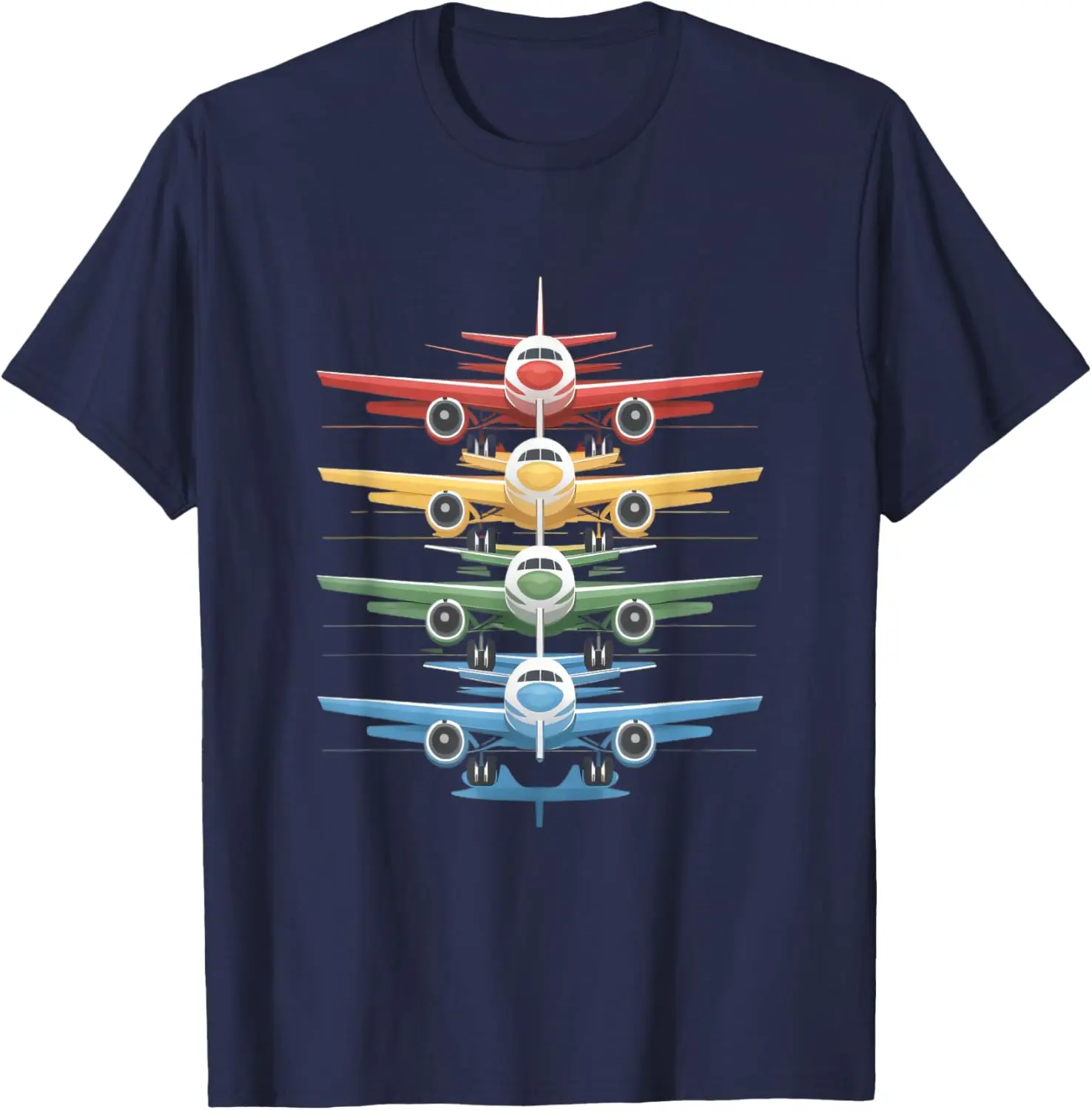 Aviation Airplane Flying Airline Colorful Enthusiast Pilot T-Shirt Short Sleeve Casual 100% Cotton Shift