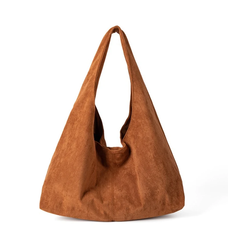

Winter Retro Underarm Bag for Women - Large Capacity Suede Shoulder Bag with Lazy Chic Style, Soft Handbag Tote for Cold Season