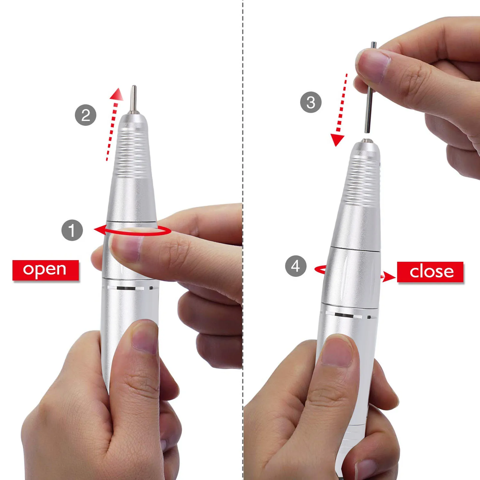 Vervanging van het handstuk voor de elektrische nagelboor 35000 RPM elektrische nagelboorhandgreep Voorwaartse en achterwaartse rotatie