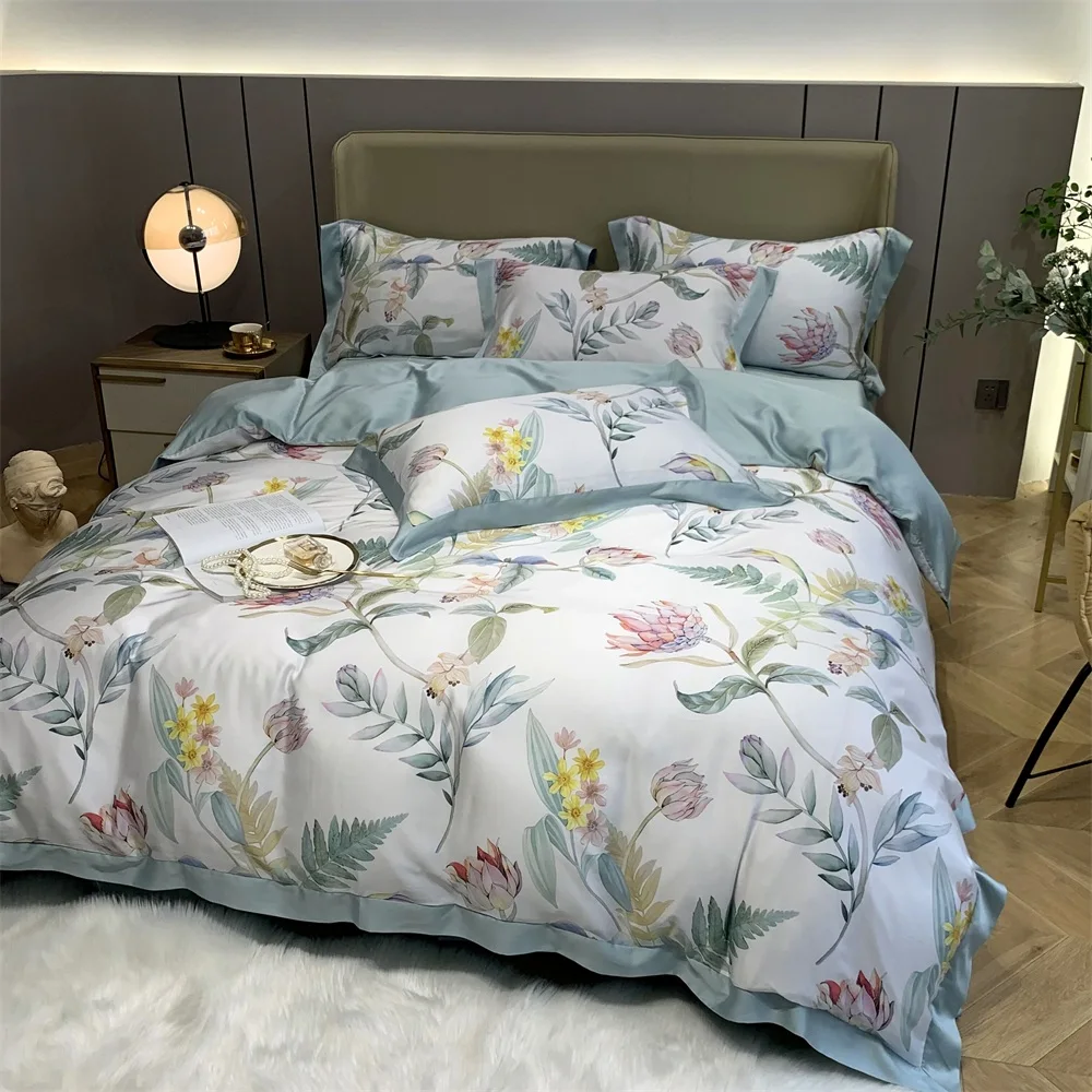 

High quality tencel fabric duvet cover set comforter pillowcase bed sheets bedding set