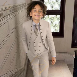 Boys' double-breasted stylish 3-piece suit, Children's birthday gift Wedding Dinner Holiday Celebration suit tuxedo