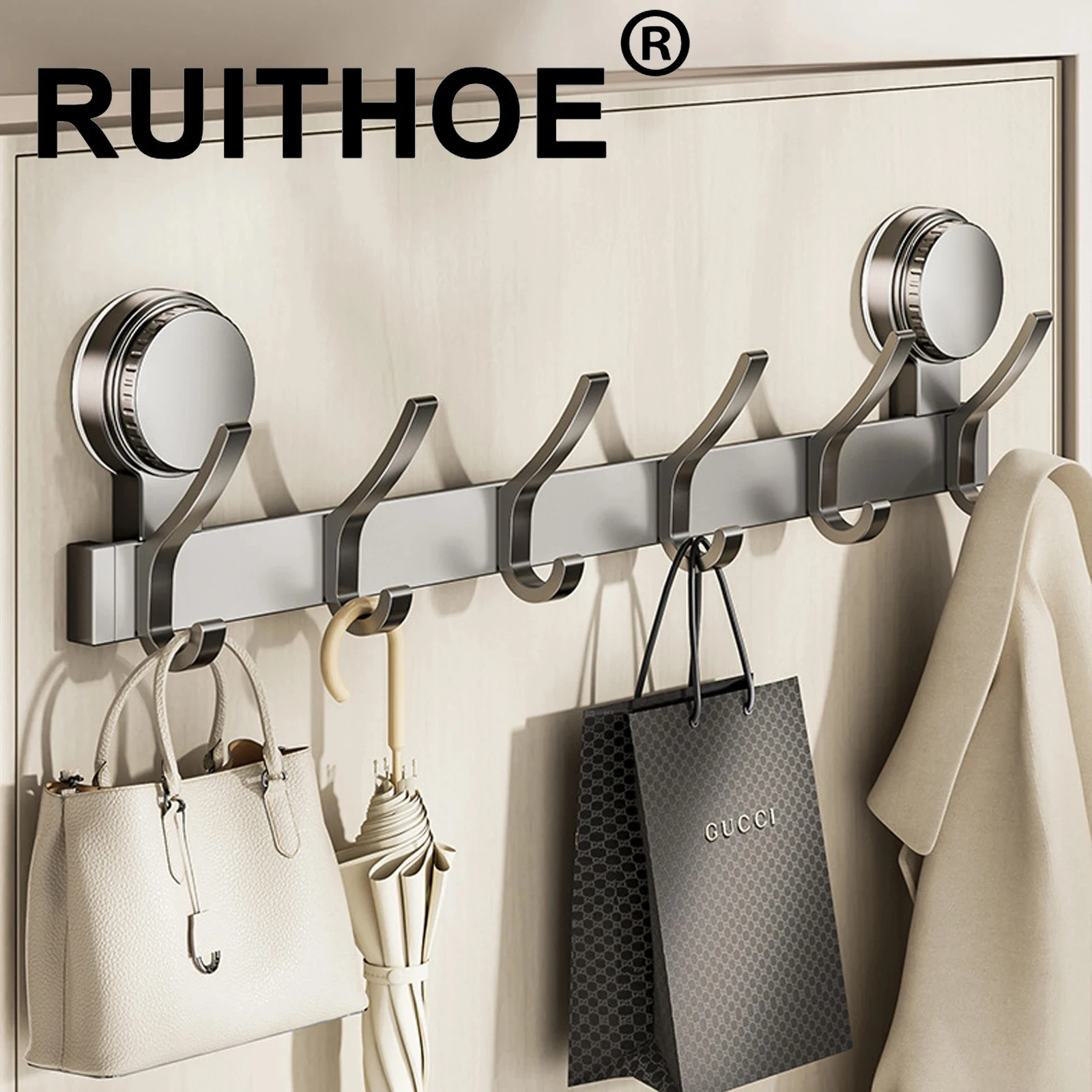 No Drill Wall Mount Door Hooks Suction Cup Robe Hooks for Kitchen Bathroom Door Adhesive Hook Key Hook Kitchen Hook