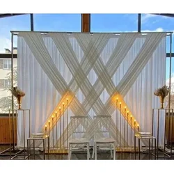10x10Ft/3x3M Crossing Wedding Backdrop Curtain Separated 6 Panels Party Curtains Drapery Decoration
