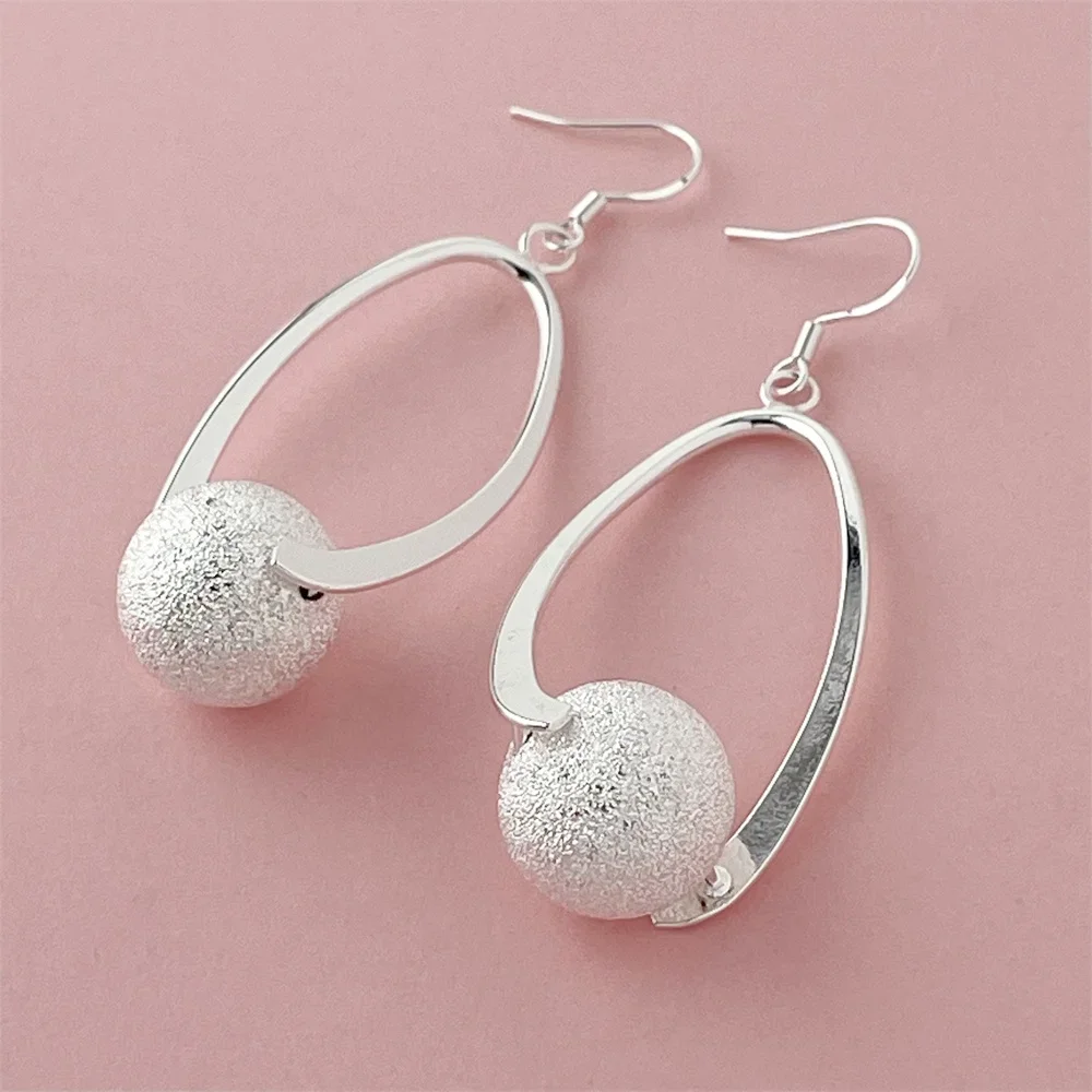 925 Sterling Silver Fashion Beaded Earrings Suitable for Women to Wear on Important Occasions