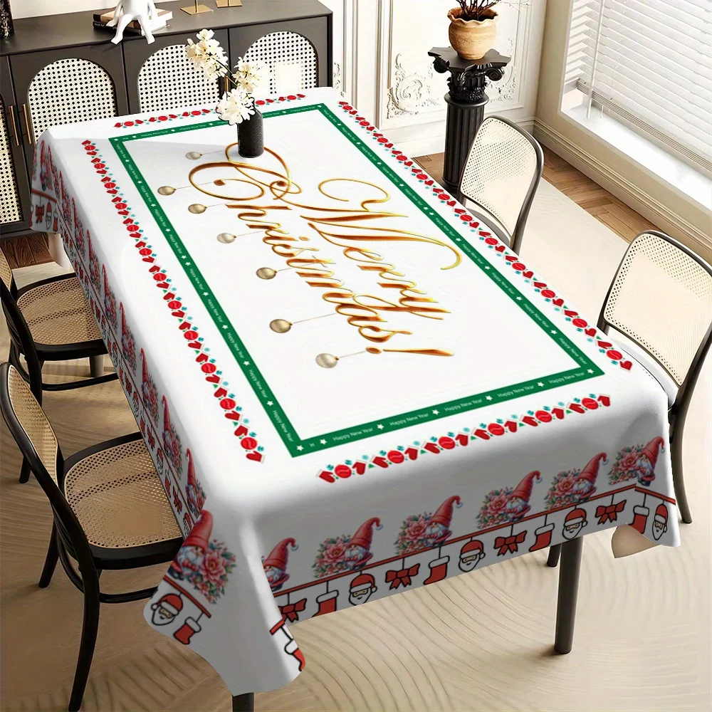 Christmas Themed Modern Rectangle Tablecloth Home Dining Room Decor Waterproof Tablecloth for Table Christmas Decorations