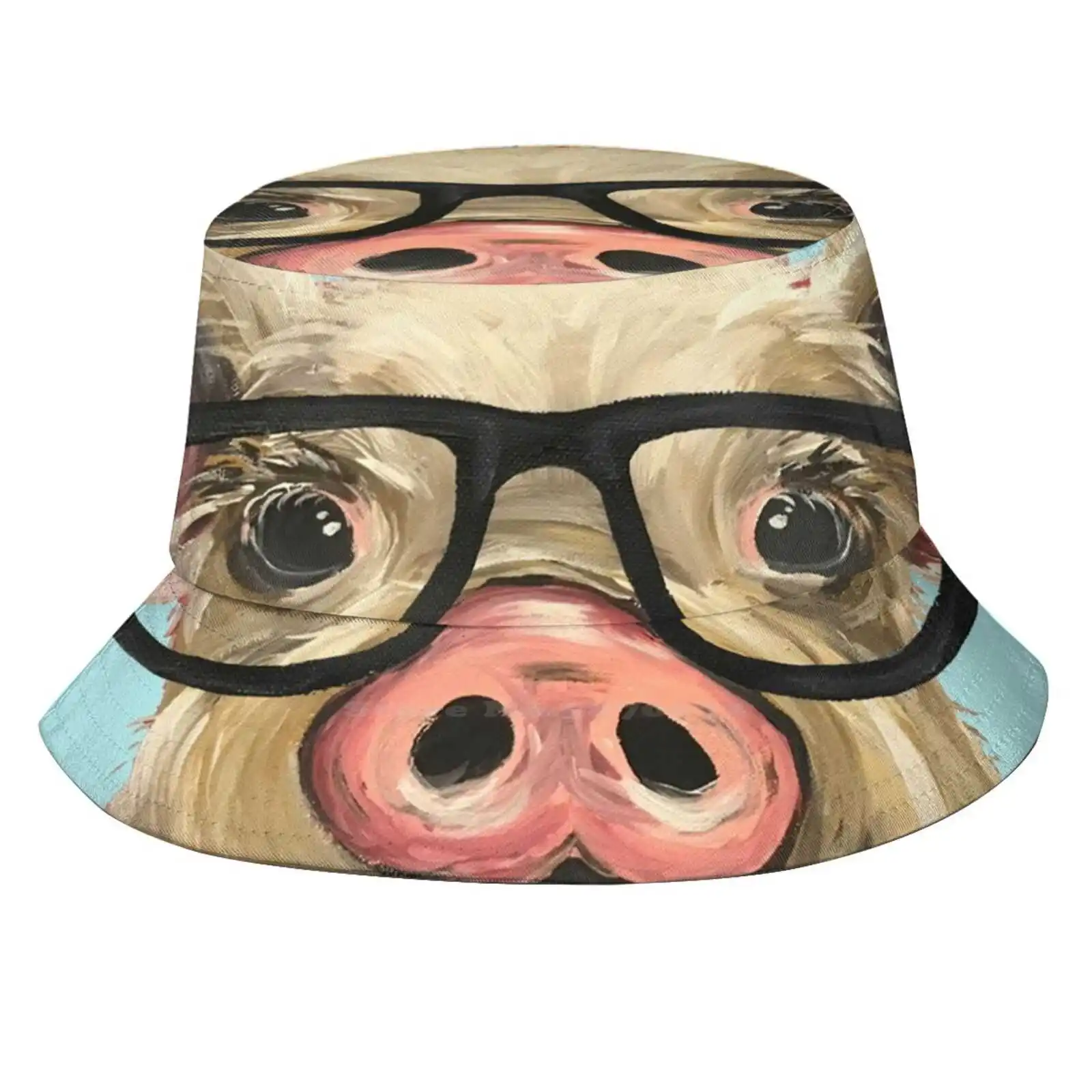 Cute Pig Art , Pig With Glasses Unisex Fisherman Hats Cap Cute Pig Pig Painting Pig Phone Skin Pig Art Colorful Pig Pig Glasses