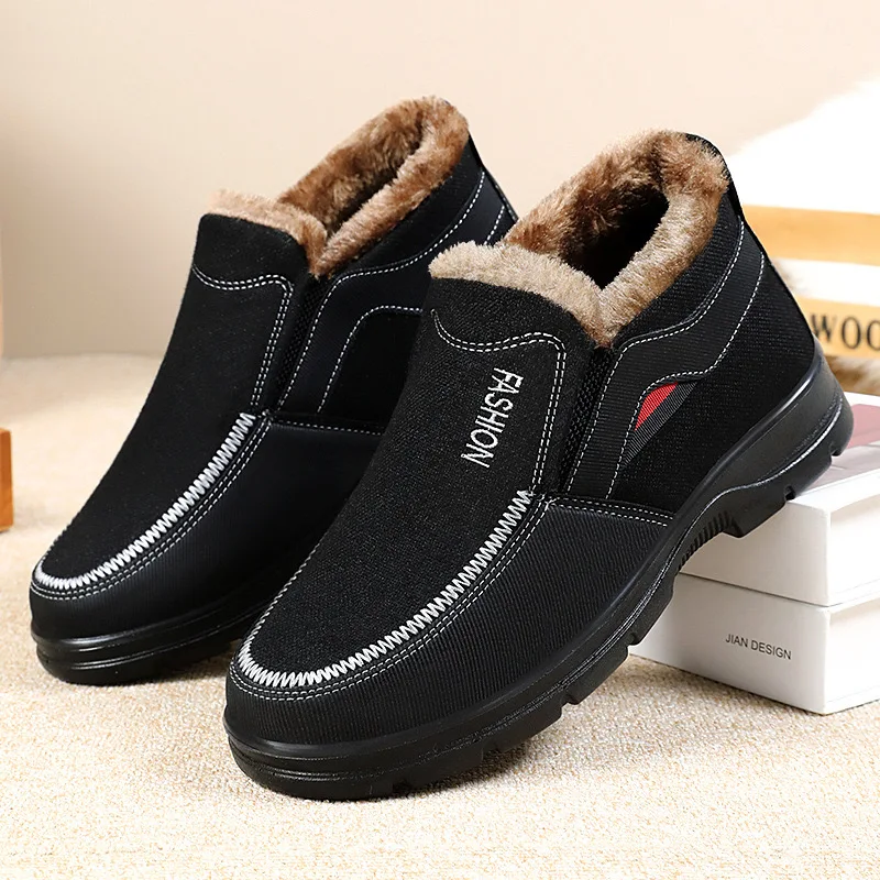 

Winter Cotton Boots For Men Warm Fur Soft Male Platform Snow Boots Man Ankle Boot Winter Men's Sneakers Plus Casual Shoes