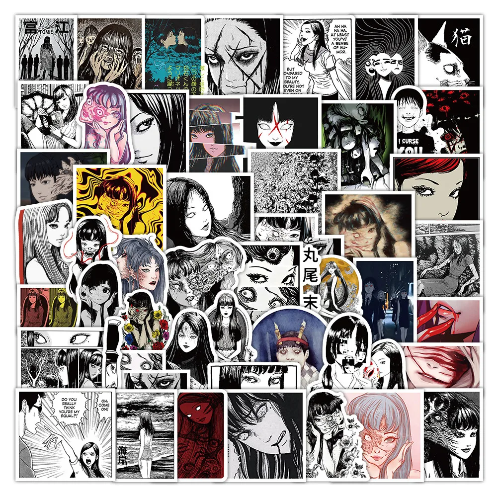 

60 наклеек с персонажами японских хоррор-фильмов Tomie - темные готические стикеры для DIY-журналов и чехлов для телефонов, магазин наклеек Golden Memory