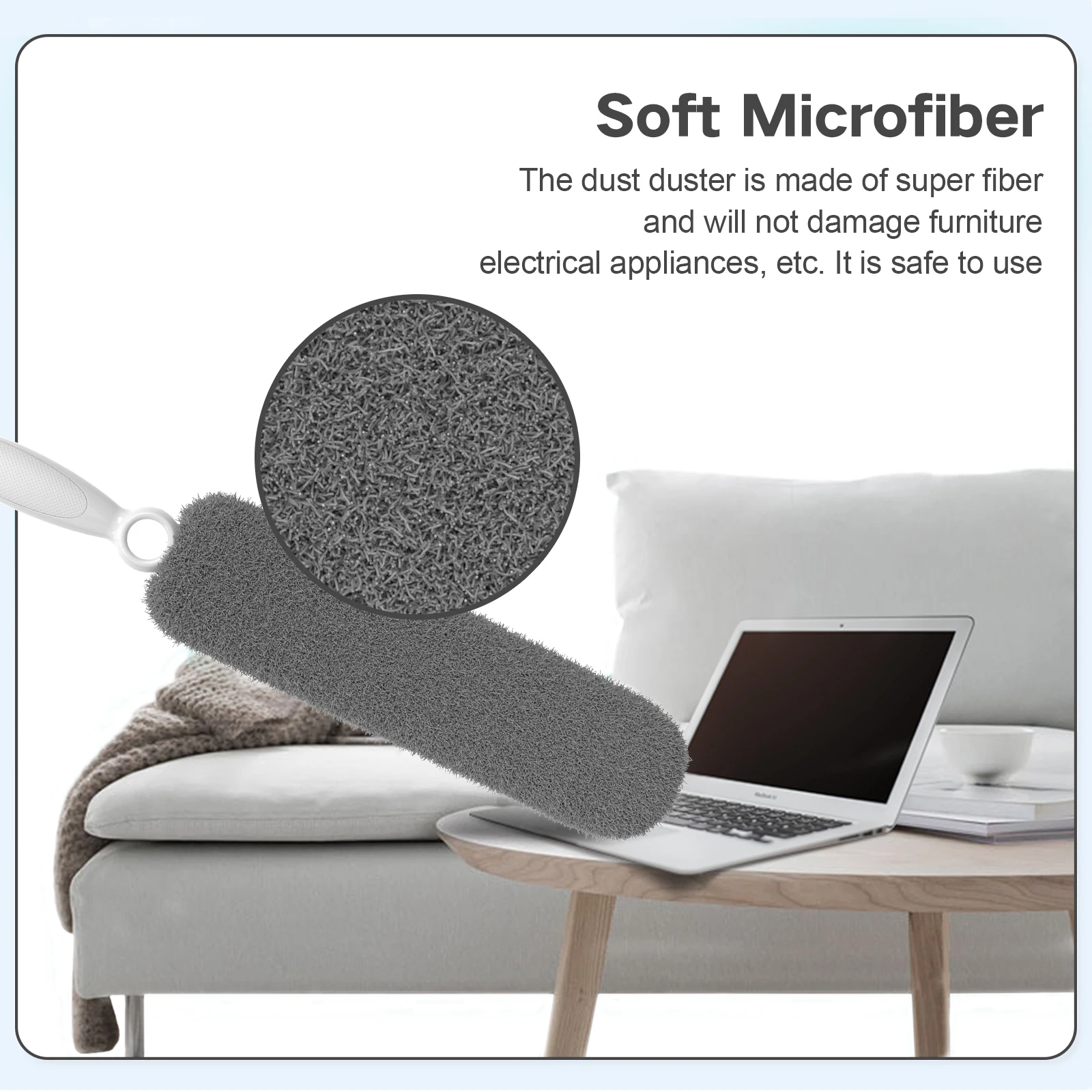 Microfiber Duster Dust Cleaner Brush for Cleaning Dust Removal Duster Brush Household Cleaning Tools Washable Duster -Gray