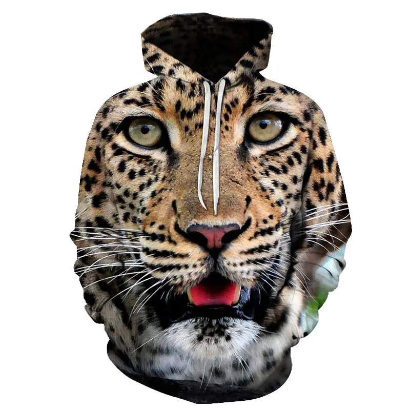 2024 New Casual Men 3D Animal Leopard Printed Hoodies Sweatshirts Men Women Funny Tiger Pullover Tops Oversized Hooded