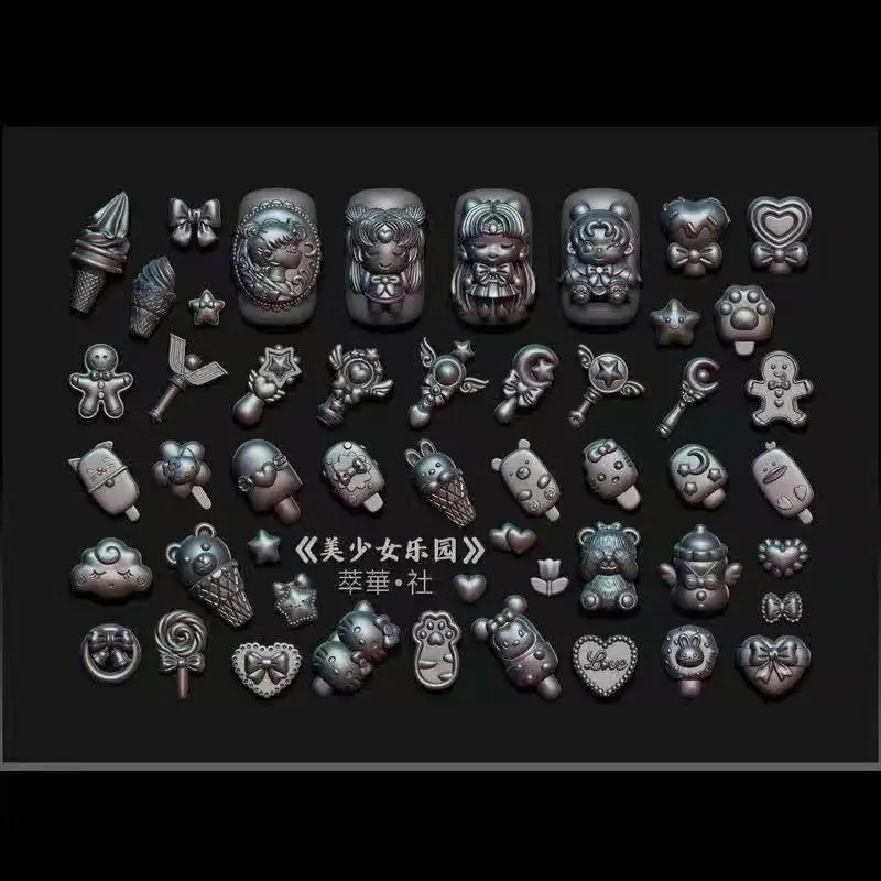 1 szt. Hello Kitty Piękne Dziewczyny Forma Akrylowa 3D do Paznokci Ozdoba Paznokci DIY Silikonowy Szablon do Paznokci Forma do Paznokci