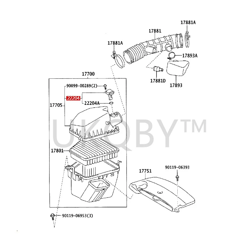 2220422010 To yo ta Crown, Ruizhi, Camry, FJ, Cruze, Corolla Intake flowmeter sub assembly