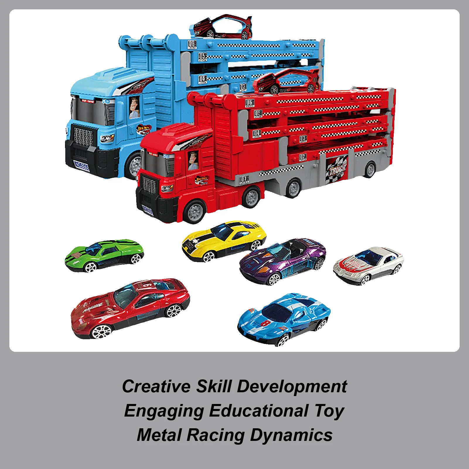 

Car Transporter Toy Kids Foldable Transporter Vehicle Foldable Hauler Track Ejection Car For Home Playground Nursery Preschool