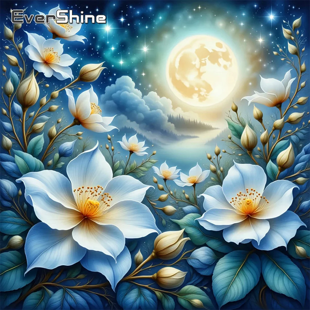 Evershine Diamantmalerei 5D Lilie Vollquadrat Kreuzstich Stickerei Blumenbild Strass Mosaik Mond Deko Heim