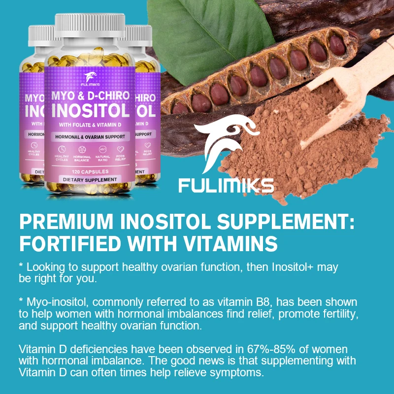 Myo-Inositol & D-Chiro Inositol Plus Folate & Vitamin D - Ideal 40:1 Ratio - Hormone Balance & Healthy Ovarian Support for Women