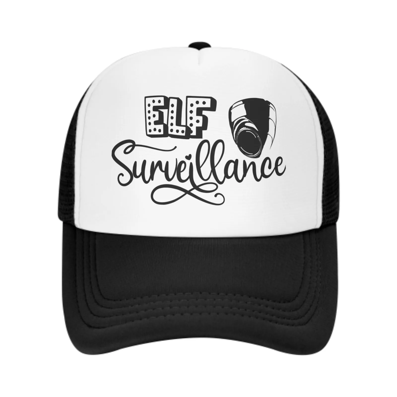 Elf Surveillance Print Mesh Baseball Cap Trucker Hats Sports Outdoor Adjustable Washed Snapback Dad Hat