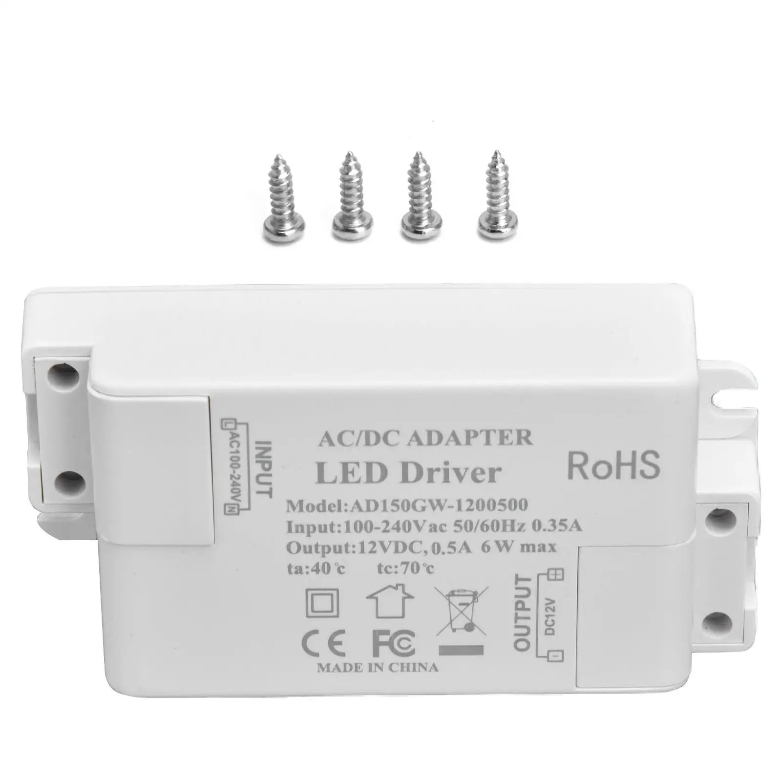 

Waterproof LED Driver AC100-240V to DC12V 0.5A 6W Power Transformer - Durable Portable Adapter for home & for bathroom Use