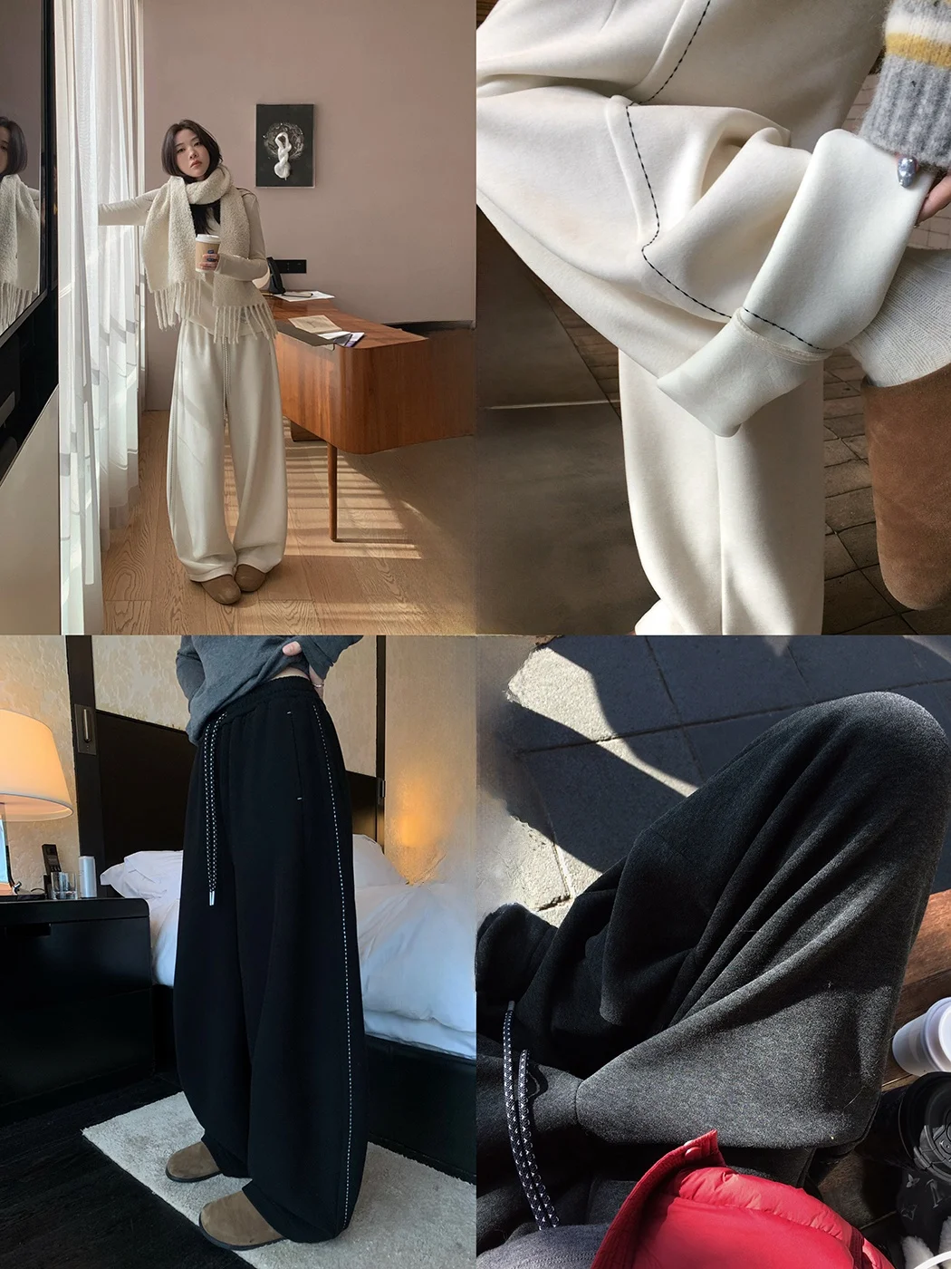 

Женские широкие брюки Ibell Zhang Thiened Fce: свободные, теплые, универсальные, с эффектом стройности, с завязками на талии